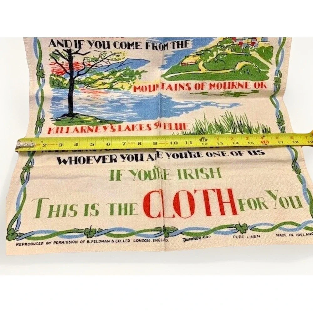 VTG Tea Towel 1950s Ireland Dunmoy Pure Irish Linen Kitchen Kitsch Retro Decor